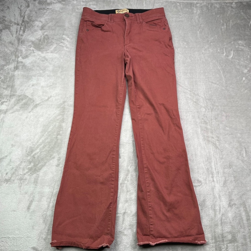 Democracy Jeans Womens 10 Burgundy Ab Technology Bootcut Denim Stretch‎ Raw Hem